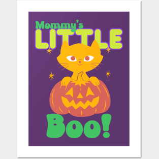 “Mommy’s Little Boo” Cute Kitty In A Jack-O-Lantern Posters and Art